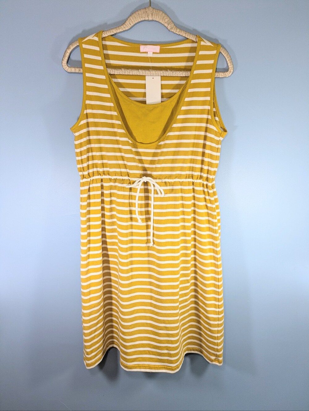 BHome Mustard Striped Cotton Maternity/Nursing Dress NWT